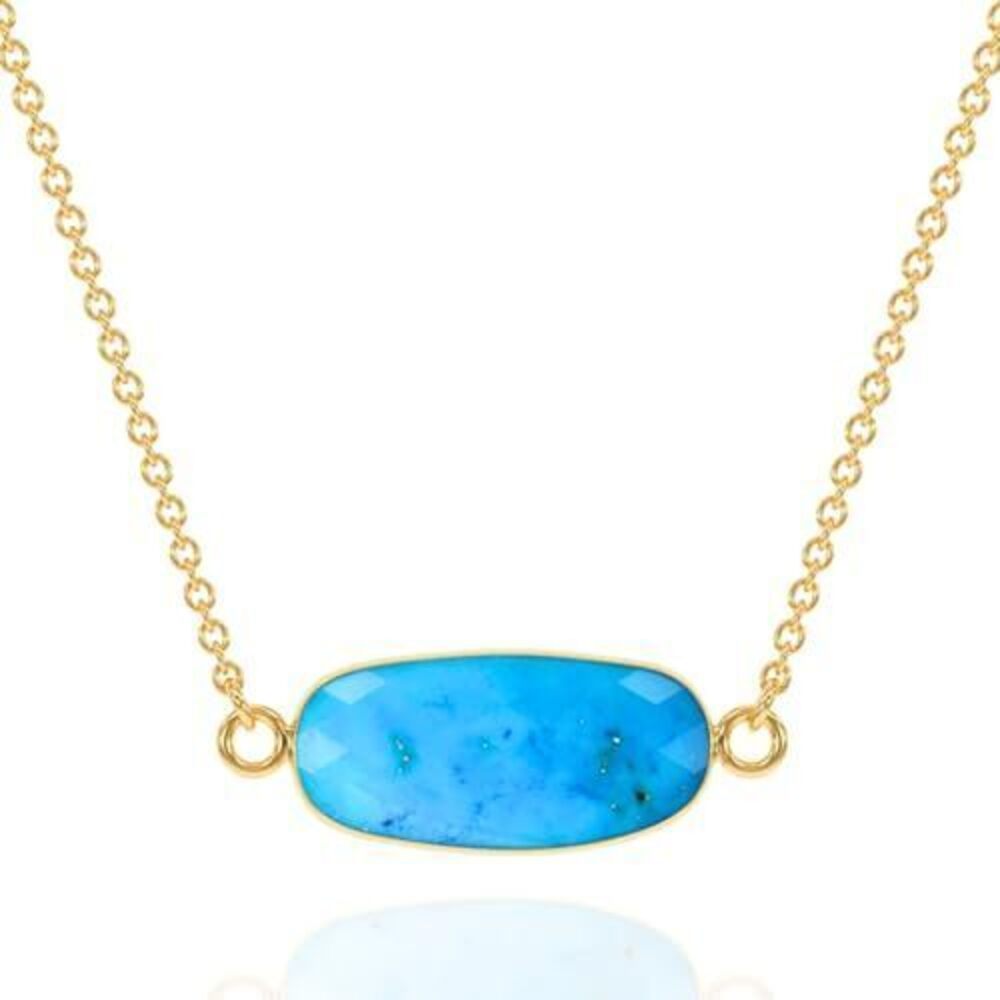 8399 Turquoise Necklace , Premium Gold Oval Necklaces - Tarnish Free 18K